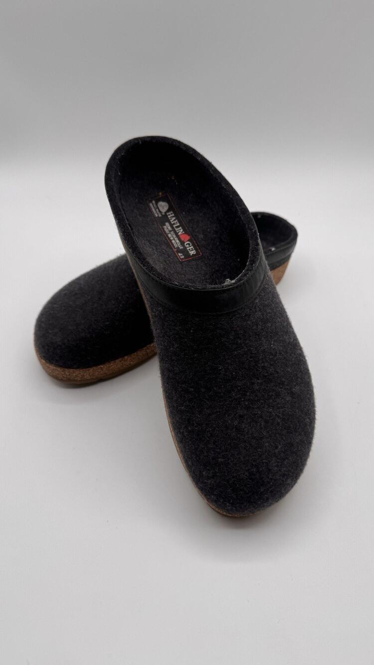 Haflinger Womens GRIZZLY Black/ Charcoal Wool Clogs Slippers Sz 11